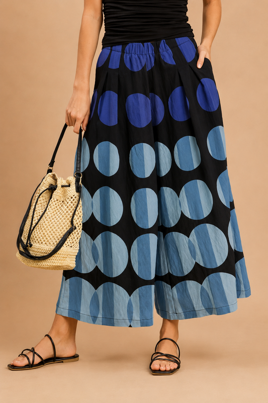 Umgee Oversized Dot Print Wide Leg Pants