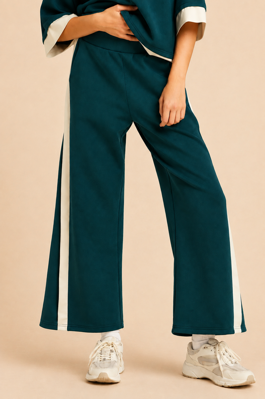 Umgee LUXEKNIT Colorblock Side Stripe Straight Pants