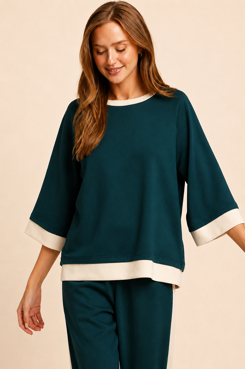 Umgee LUXEKNIT Colorblock Crewneck Raglan Sleeve Top