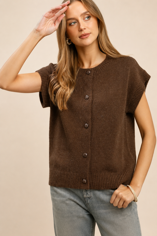 Umgee Sleeveless Button-Front Sweater Vest
