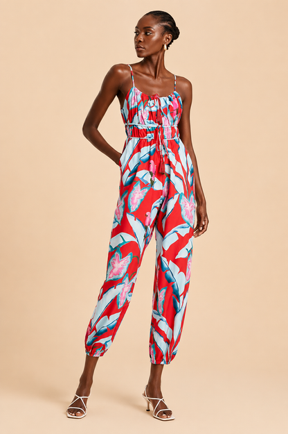 Farm Rio Foliage Cropped Jumpsuit