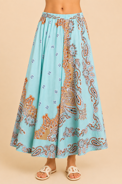 Gold & Silver Paris Success Blue Maxi Skirt