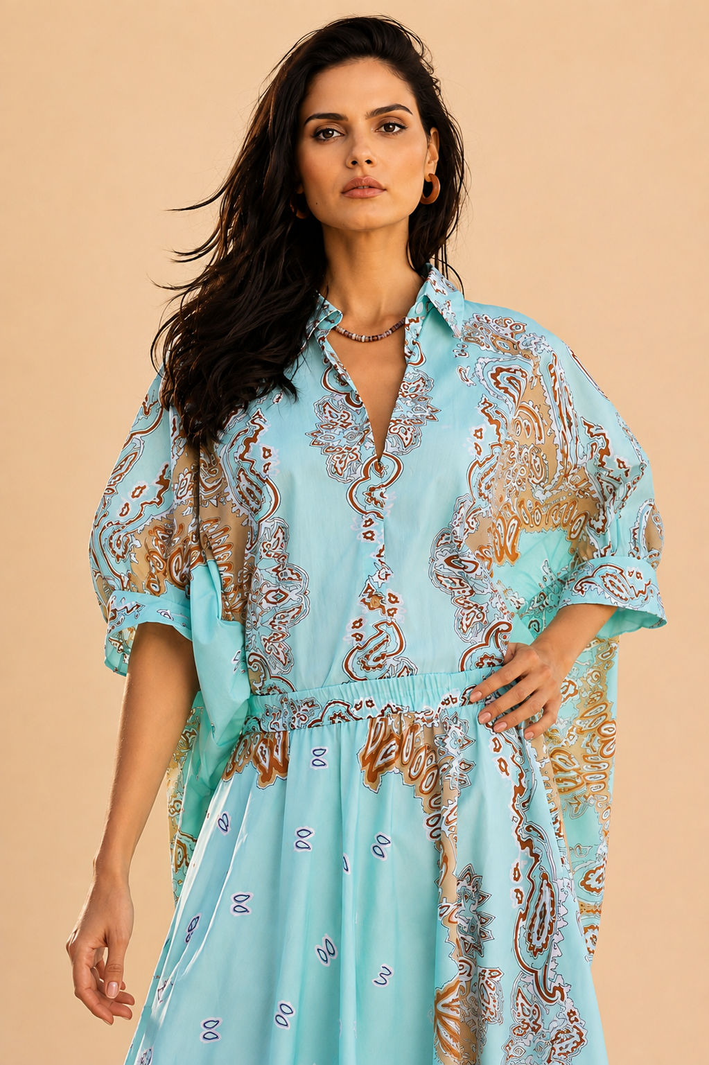 Gold & Silver Paris Success Blue Oversized Blouse