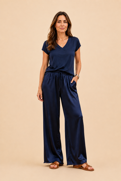 Scandal Italy Navy Lola Wide Leg pants