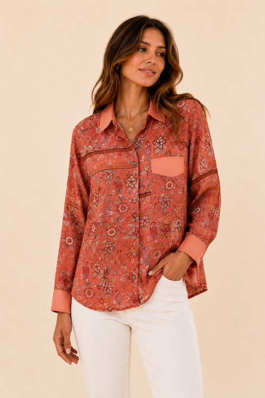Strawberry Paris Laurent Floral Pattern Button-Up Shirt