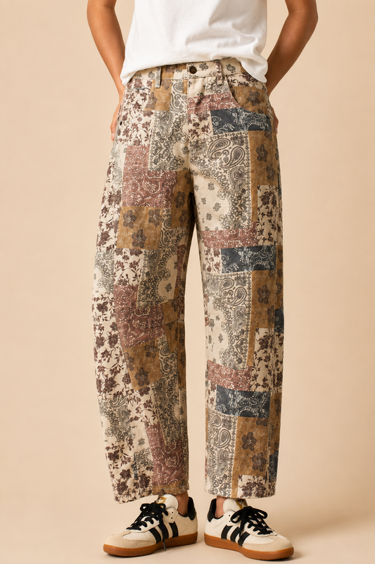 Urban Daizy Boho Patchwork Wide Leg Pants