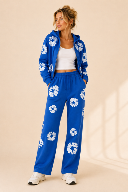 Denim Tears Cotton Wreath Blue Zip Up Hoodie