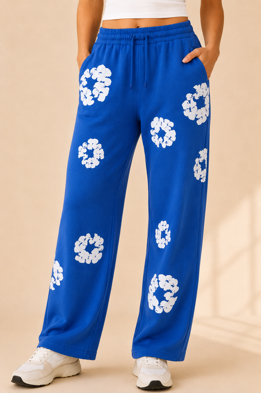 Denim Tears Cotton Wreath Blue Baggy Sweatpants