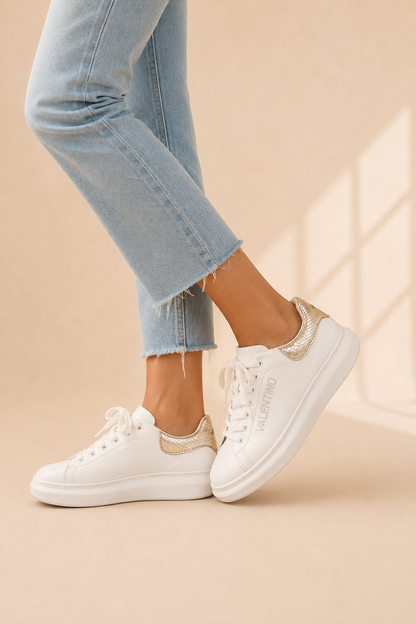 Valentino White Leather Women's Sneakers, Size 8.5