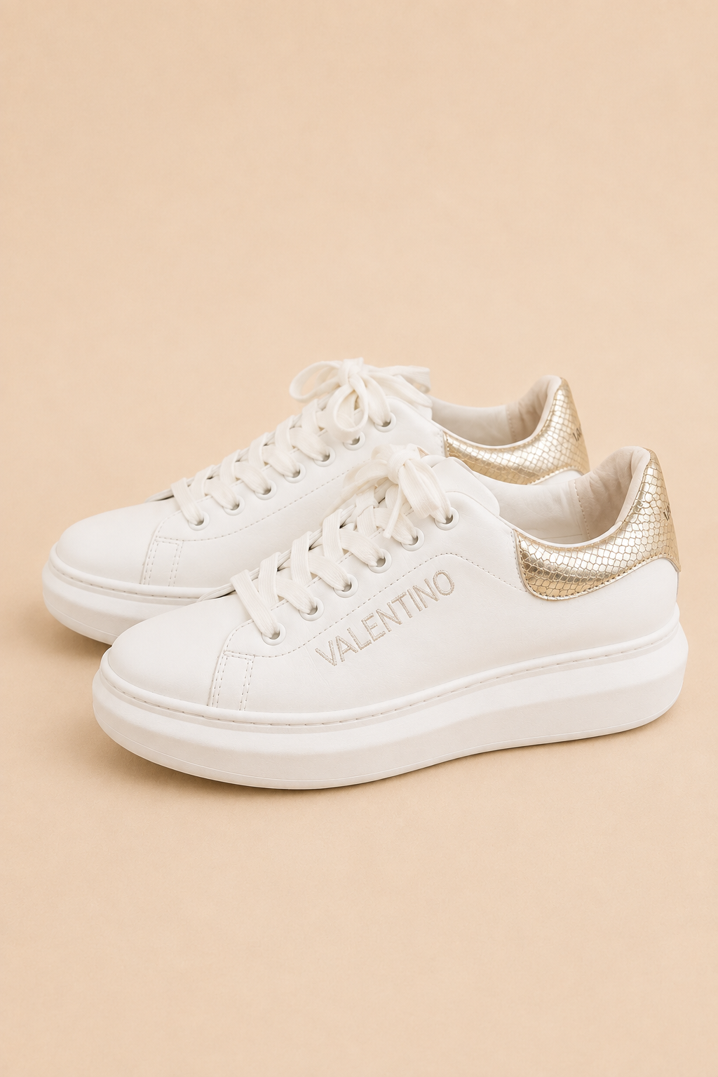 Valentino White Leather Women's Sneakers, Size 8.5
