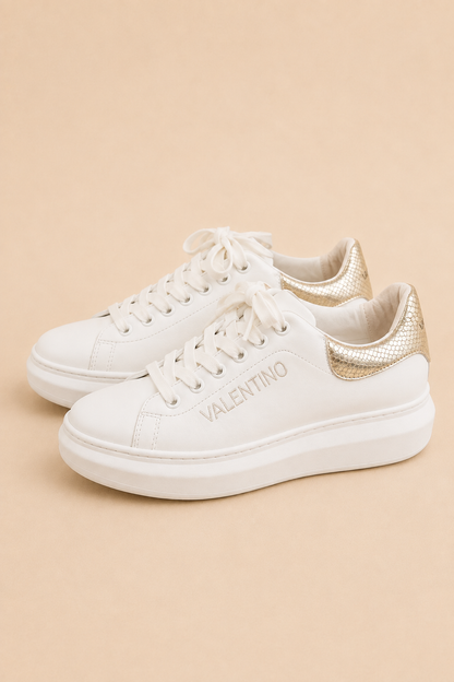 Valentino White Leather Women's Sneakers, Size 8.5
