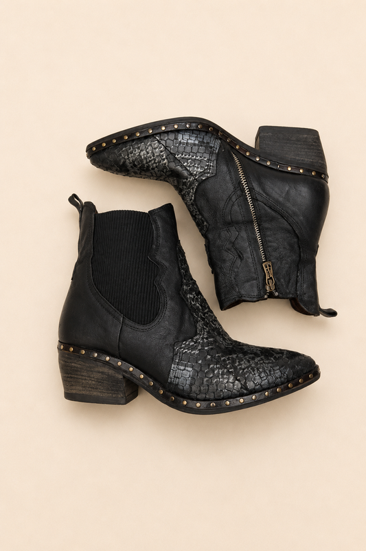 A.S.98 Women's Black Leather Ankle Boot