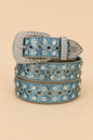 Blue and Silver Studded Rhinestone Glittery Western Belt