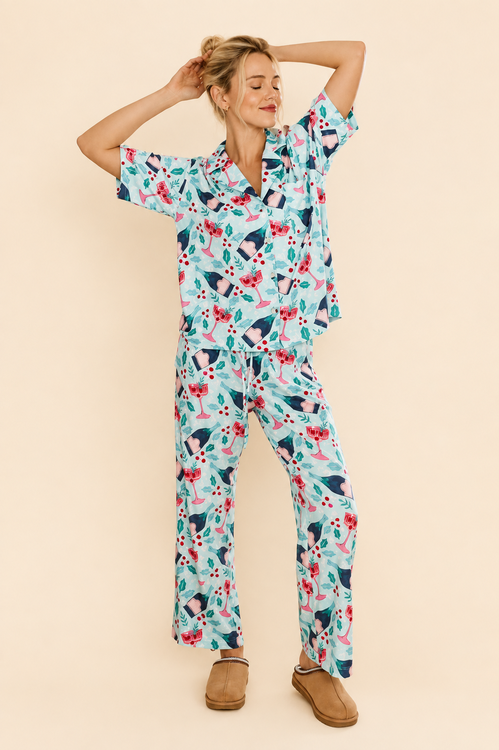 Katydid Champagne, Coupes & Holly Holiday PJs