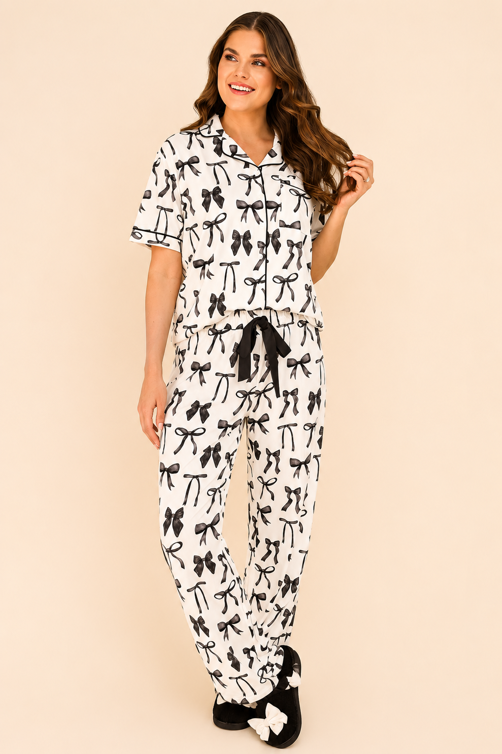 Jess Lea Midnight Bow Pant Ruffle Pajama Set