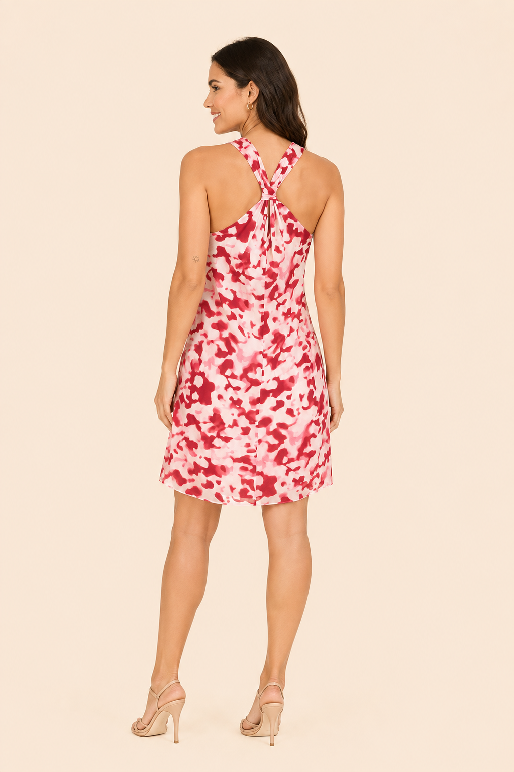 Alice + Olivia Red Pink Abstract Floral Silk Racerback Mini Dress
