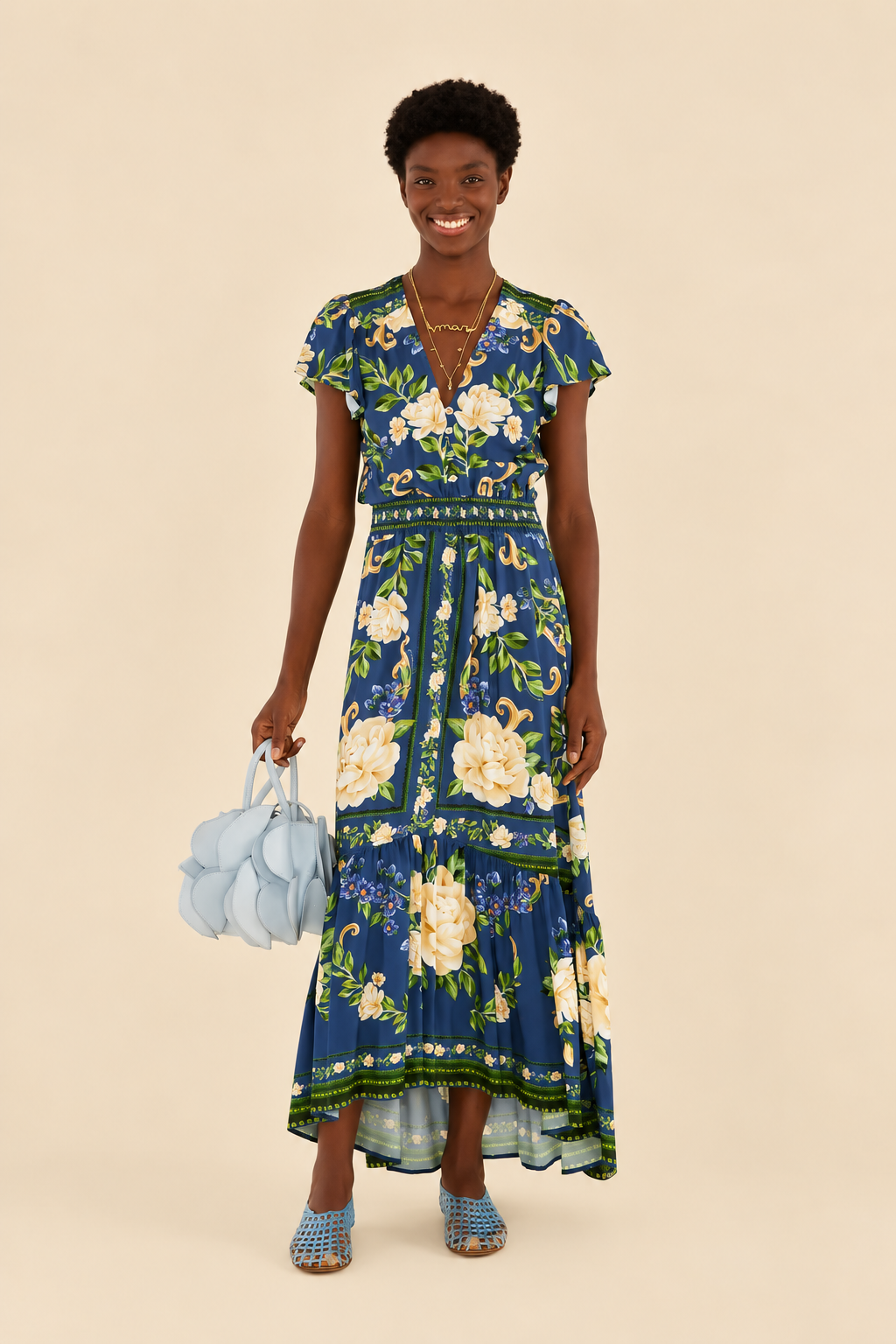 Farm Rio Celeste Floral Printed Maxi