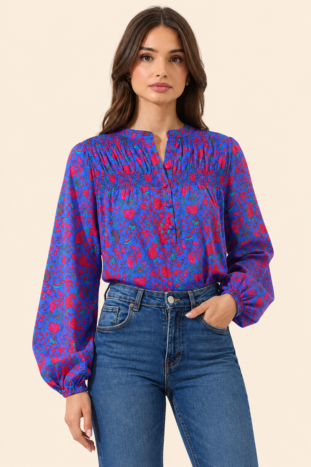 Sugarlips Tanya Floral Katara Smocked Top