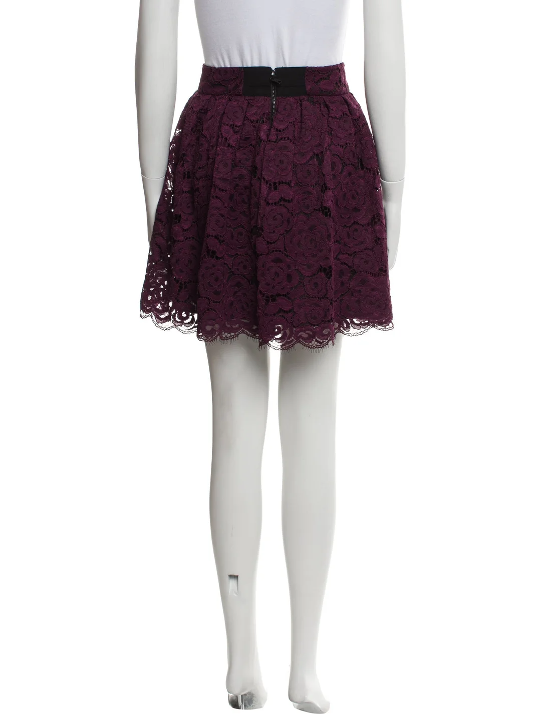 Alice + Olivia Burgundy Lace Pattern Mini Skirt