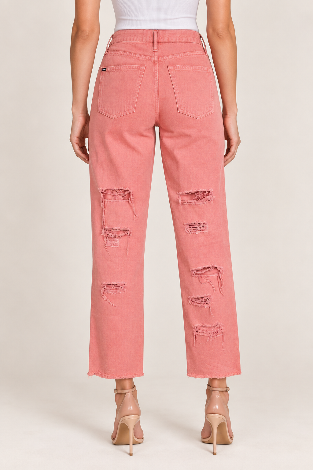 Alice + Olivia Pink Mid-Rise Straight Leg Jeans