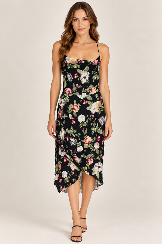 Alice + Olivia Floral Midi Print Long Dress