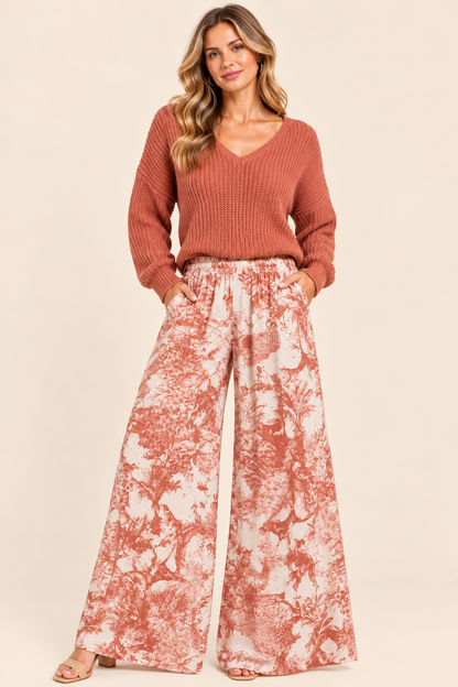 Scandal Italy Pink and Cream Wide Leg Micah Pants