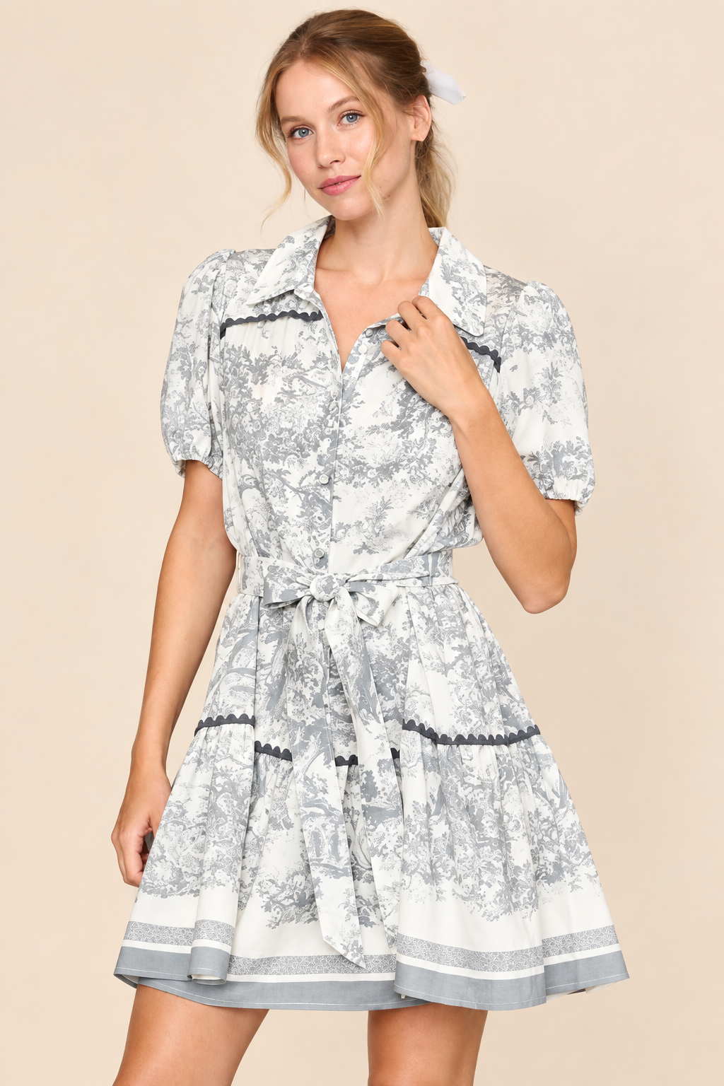 Umgee Abstract Print Button Down Mini Dress