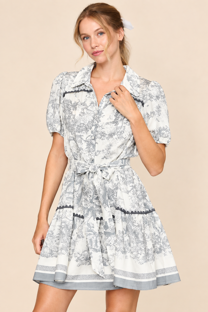 Umgee Abstract Print Button Down Mini Dress