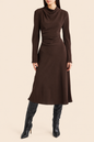 MNG Caro Ruched Long Sleeve Midi Dress