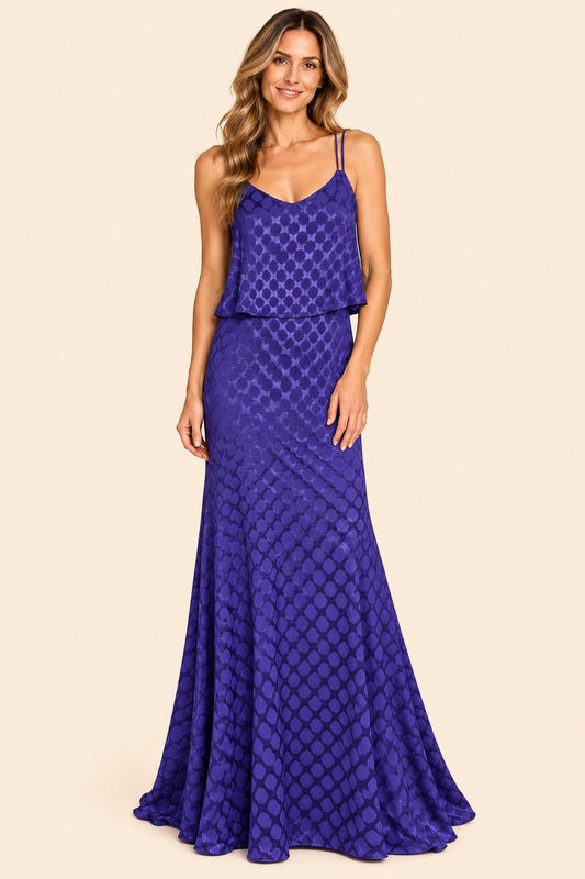 Halston Heritage Diamond Geo Print Tiered Maxi Dress