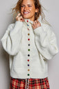 Pol Clothing - Chic Collar Button Knit Cardigan Cozy Oversized Sweater SALE