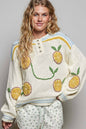 Pol Clothing 3D Embroidery Long Sleeve Cozy Pullover Berber Sweater