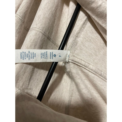 Lululemon Athletica Wrap Top, Womens 4, Beige Cotton Criss-Cross Front Long Sleeve