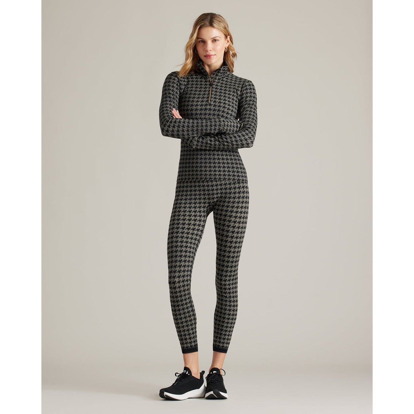 Rhone Black Houndstooth Seamless 1/4 Zip