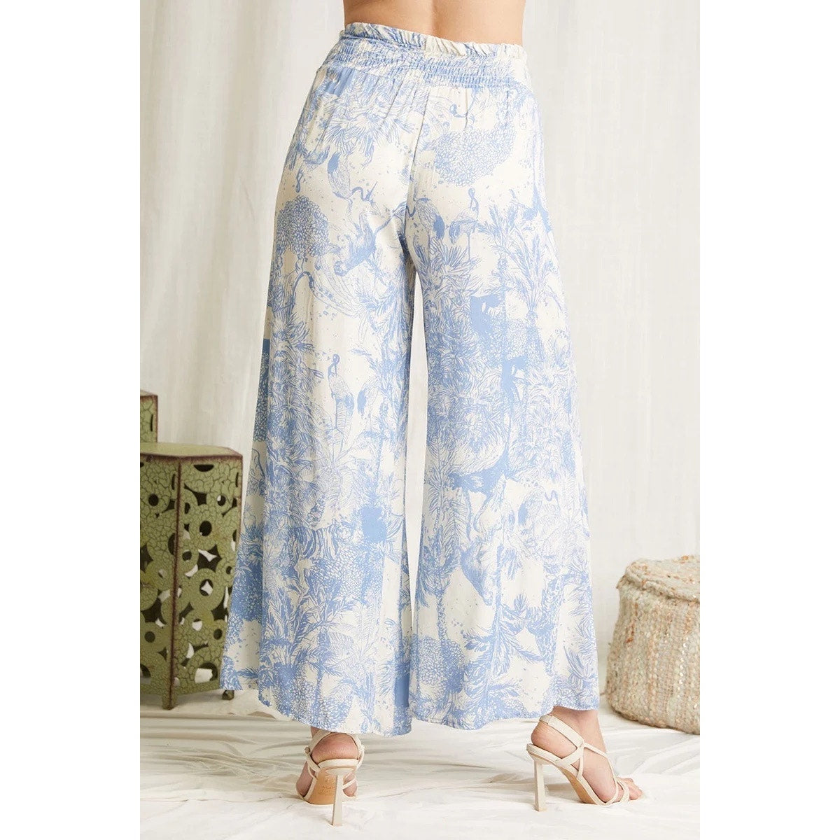 Scandal Italy Blue and Cream Wide Leg Micah Pants