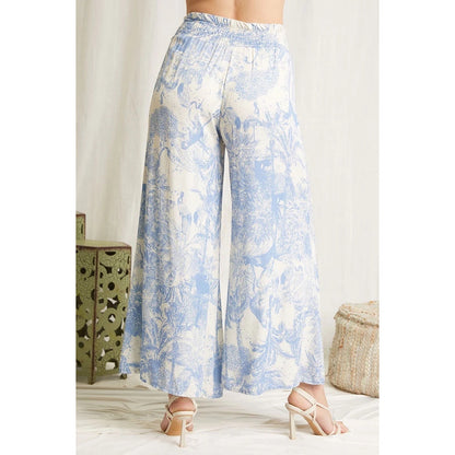 Scandal Italy Blue and Cream Wide Leg Micah Pants