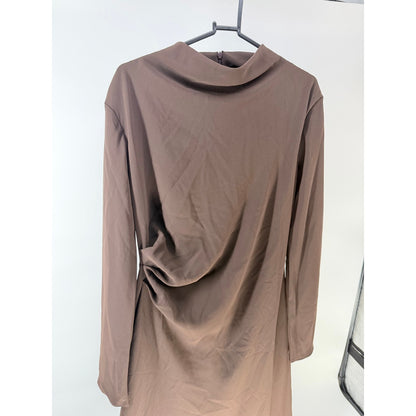 MNG Caro Ruched Long Sleeve Midi Dress