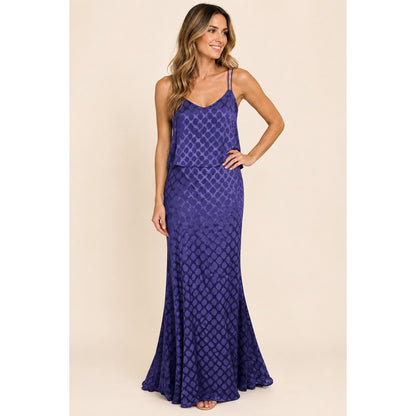 Halston Heritage Diamond Geo Print Tiered Maxi Dress