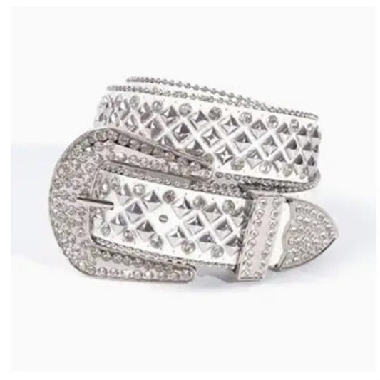White and Silver Studded Belt