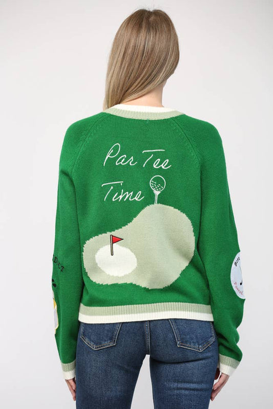 FATE GOLF EMBROIDERED PATCH CARDIGAN