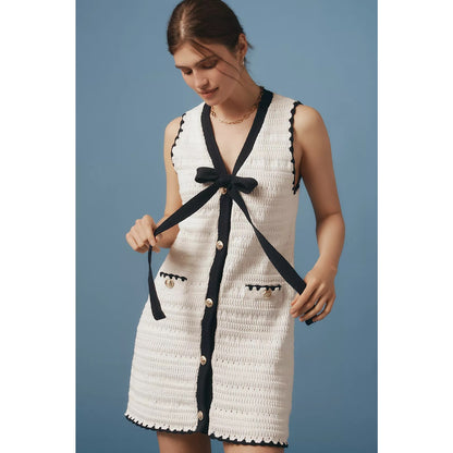 English Factory Sleeveless V-Neck Bow Mini Dress