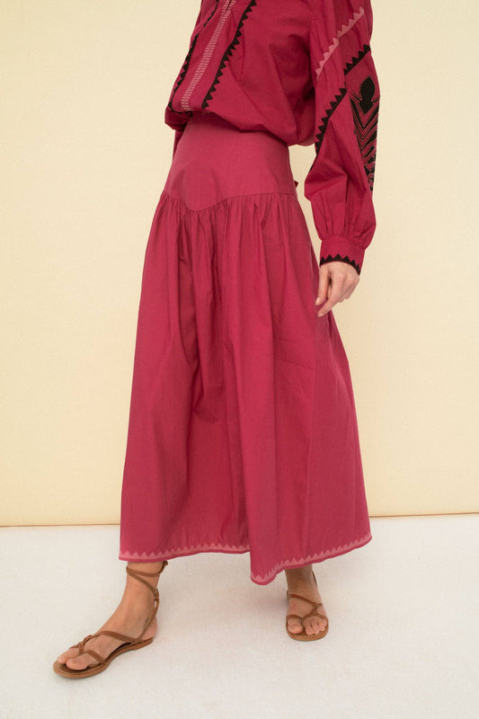 Maxi Length Skirt in Cherry