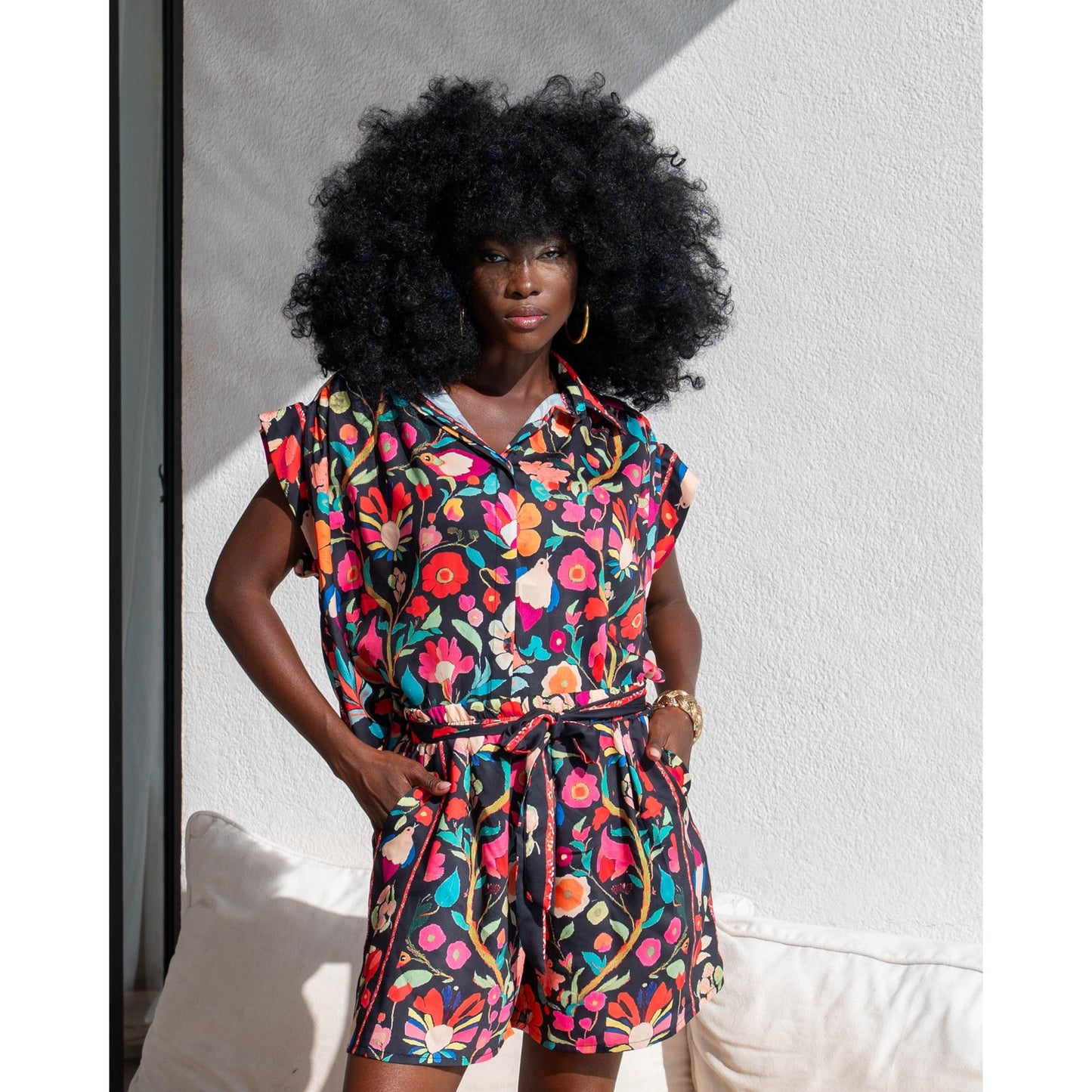 Gold & Silver Paris Sanille Floral Print Shirt & Shorts Set