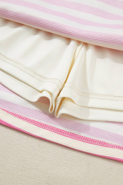 Striped Quarter-Zip Sleeveless Top & Skort Set