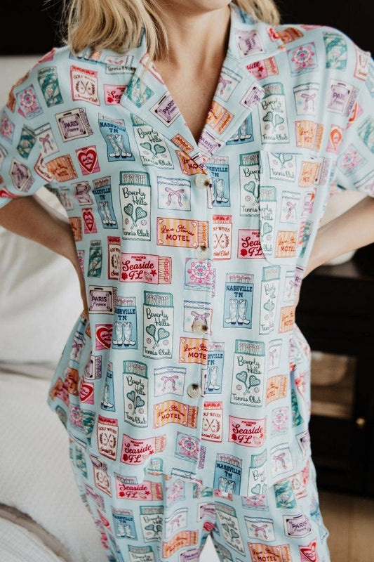 Katydid Traveling Matchbook Pajama Pants Set