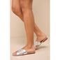 Seychelles Madhu Silver Metallic Leather Flat Slide Sandals