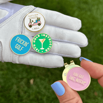 Birdie Girl Golf - Sassy Women's Golf Ball Marker Collection (set of 4) with Hat Clip