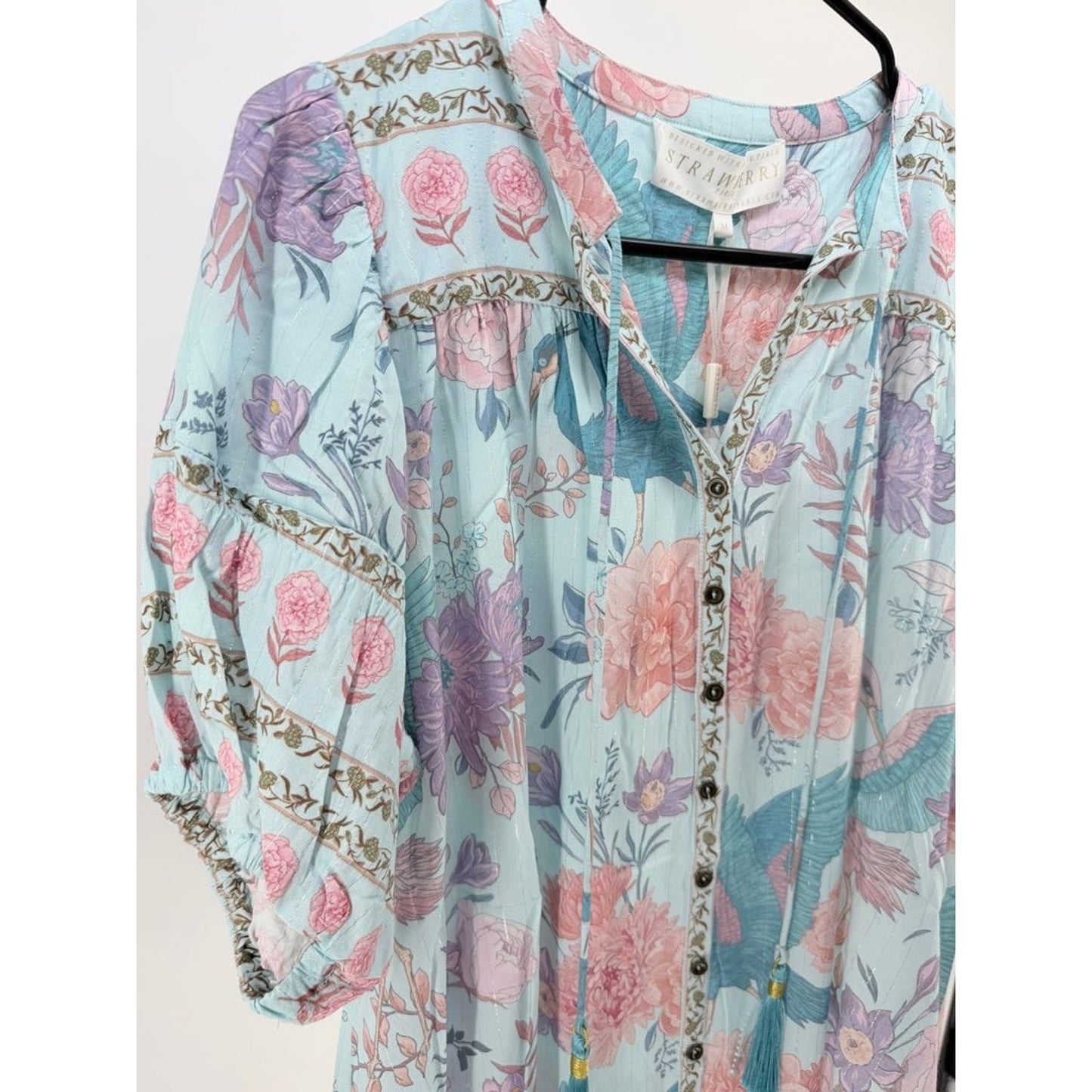 Strawberry Paris Grace Floral Print Blouse