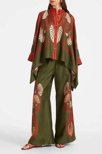 Rosa Clothing - Bohemian floral printed kimono top set