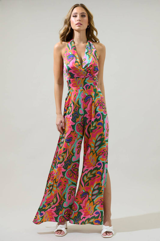 Sugarlips Lilia Tropical Floral Magic Moment Halter Jumpsuit
